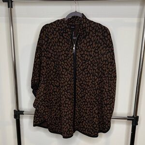 Rafaella Leopard Print Cape in Black and Brown